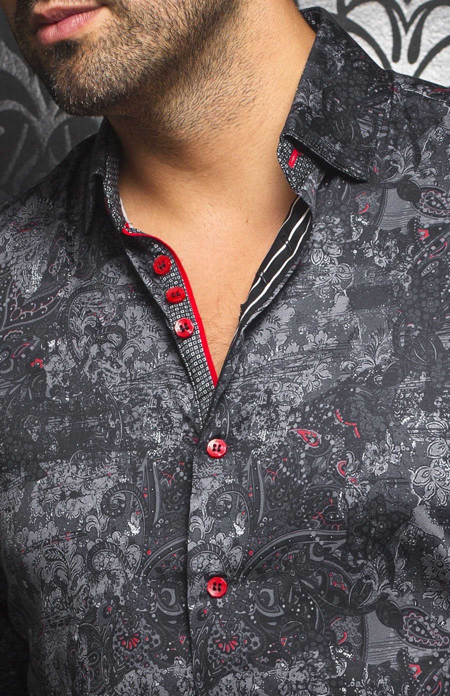 Chemise | BRANSON, Black / Red - AU NOIR