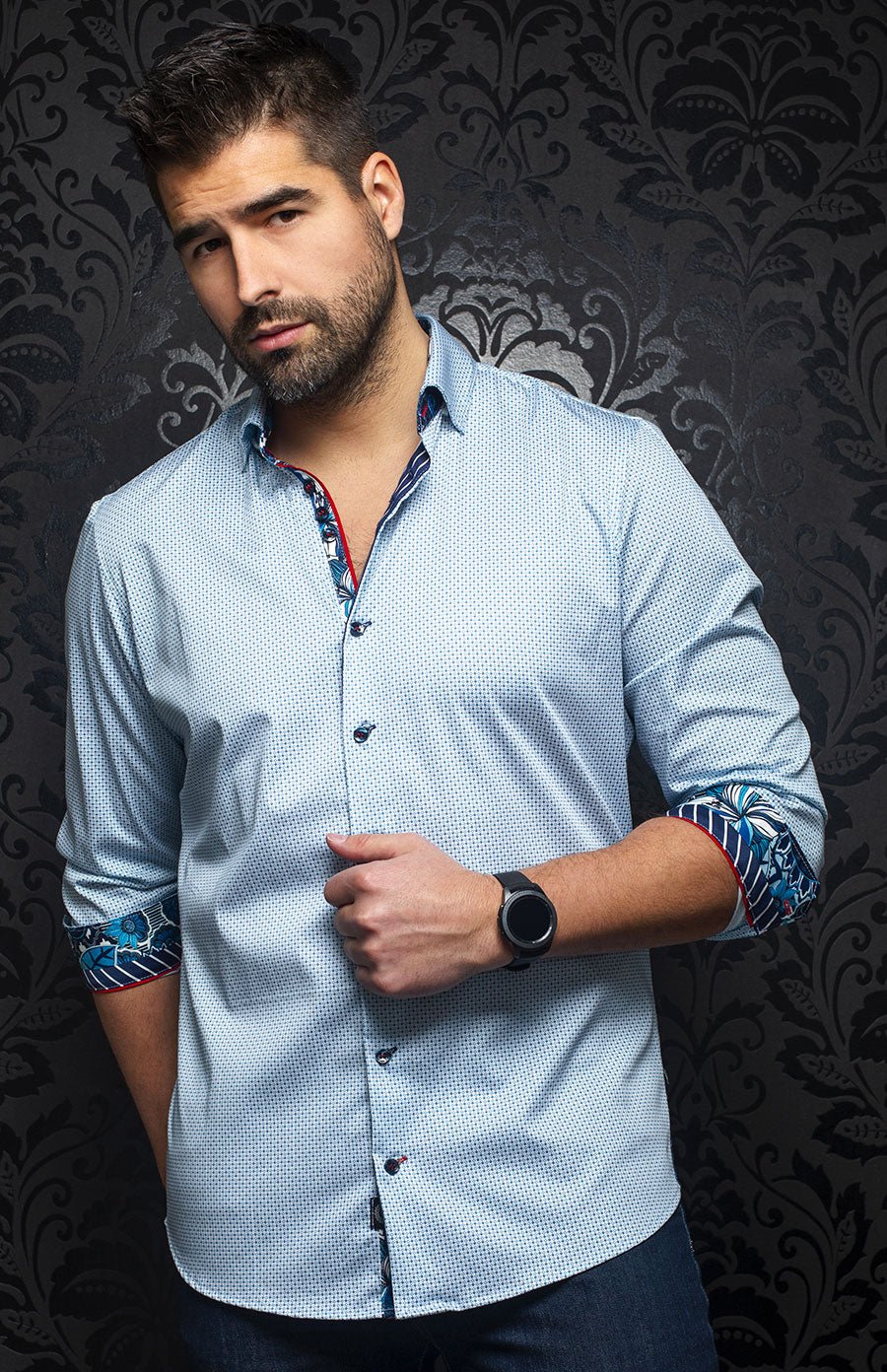 Chemise | DIAMANTE, Light Blue - AU NOIR