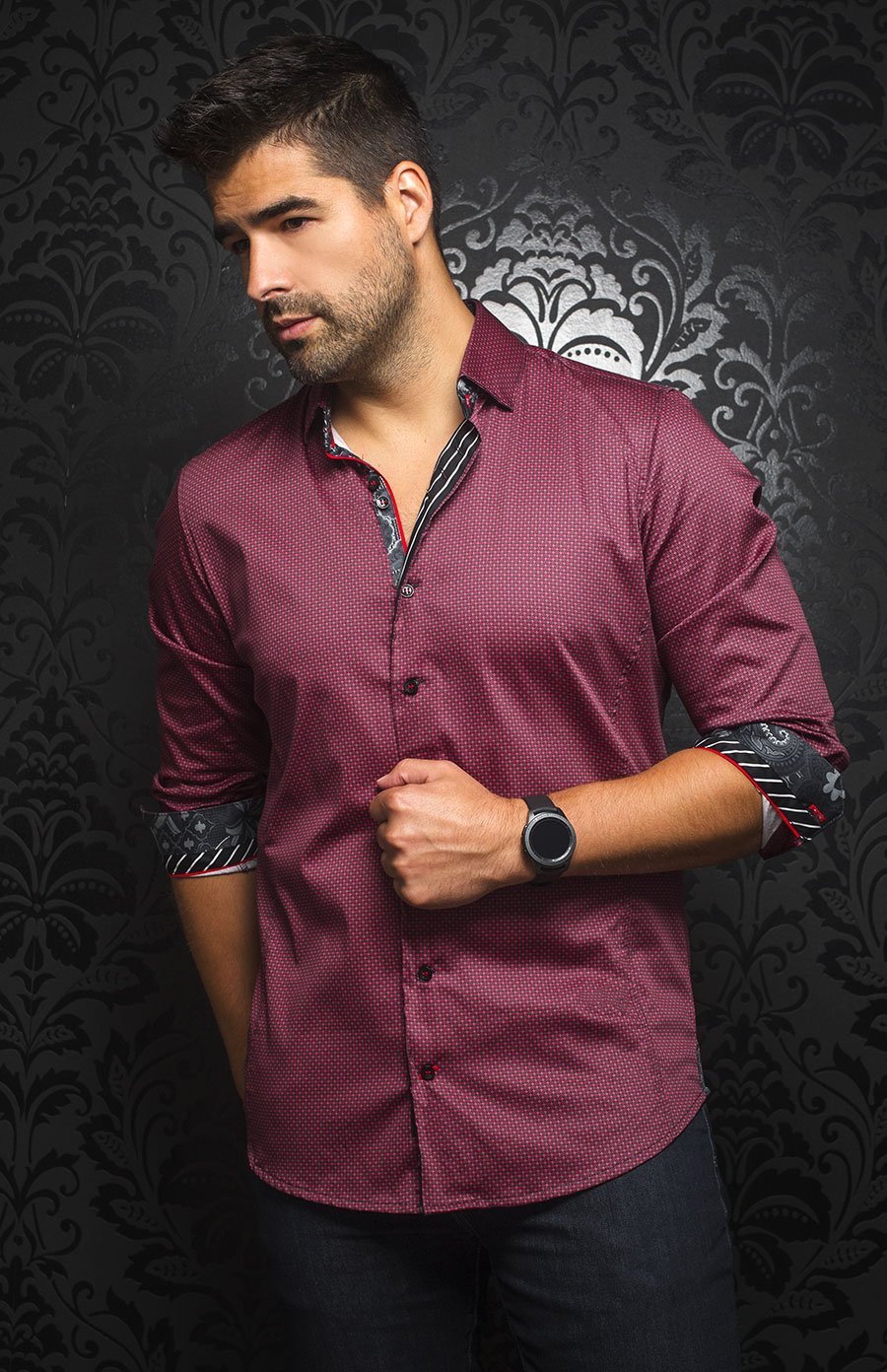 Chemise | DIAMANTE, Red - AU NOIR