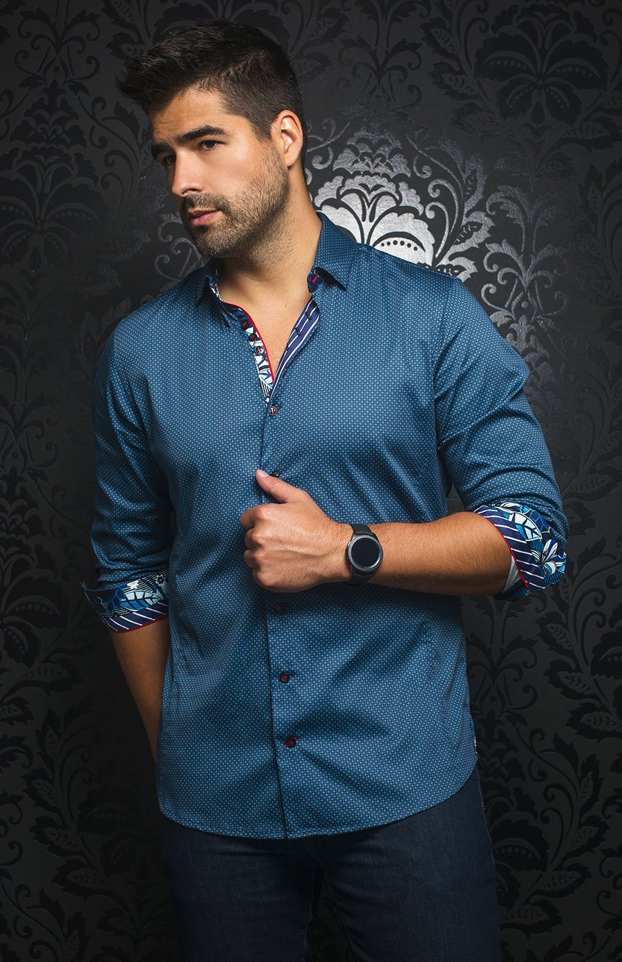 Chemise | DIAMANTE, Turquoise - AU NOIR