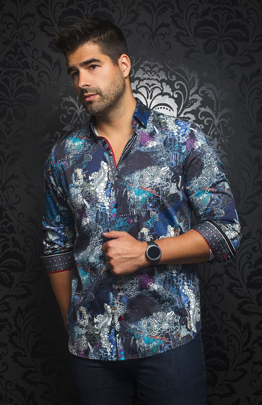 Chemise | KALO, black / Multi - AU NOIR