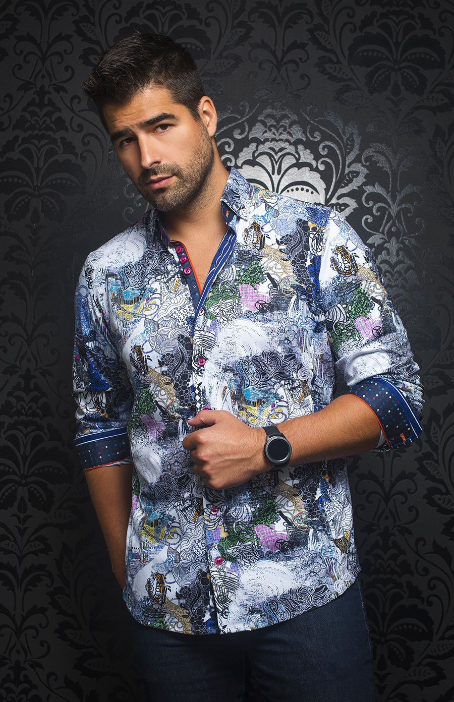 Chemise | KALO, White / Multi - AU NOIR