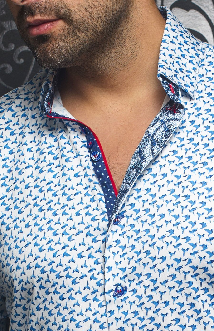 Chemise | MAKI, White / Blue - AU NOIR