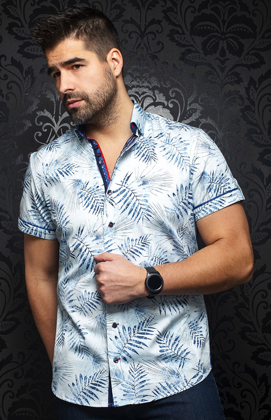 Chemise manches courtes | ELDER, Light blue - AU NOIR