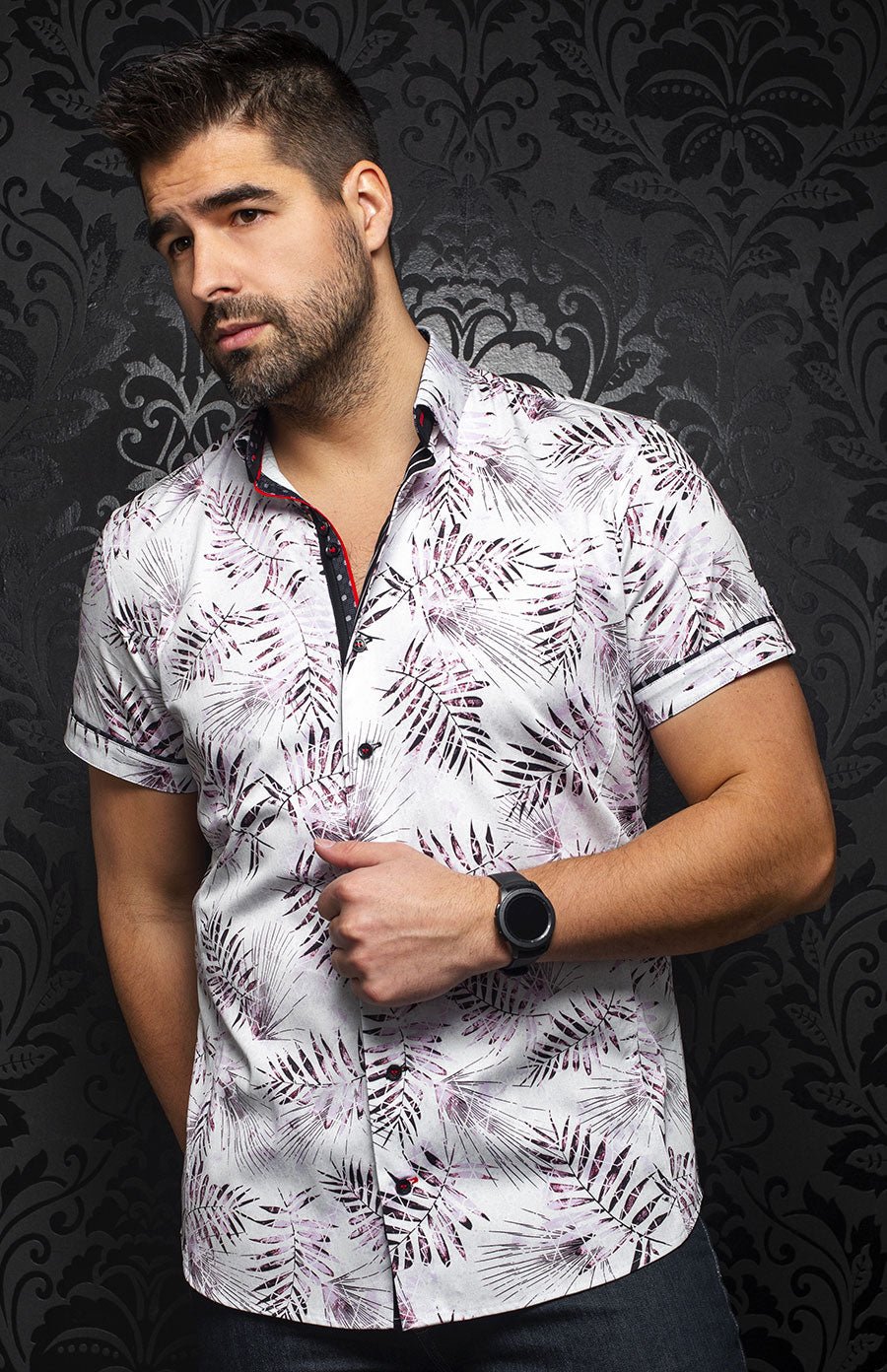 Chemise manches courtes | ELDER, Pink - AU NOIR