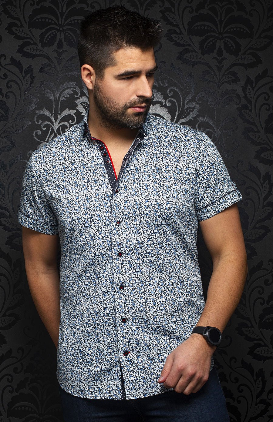 Chemise manches courtes | FOLIAGE, Light blue - AU NOIR