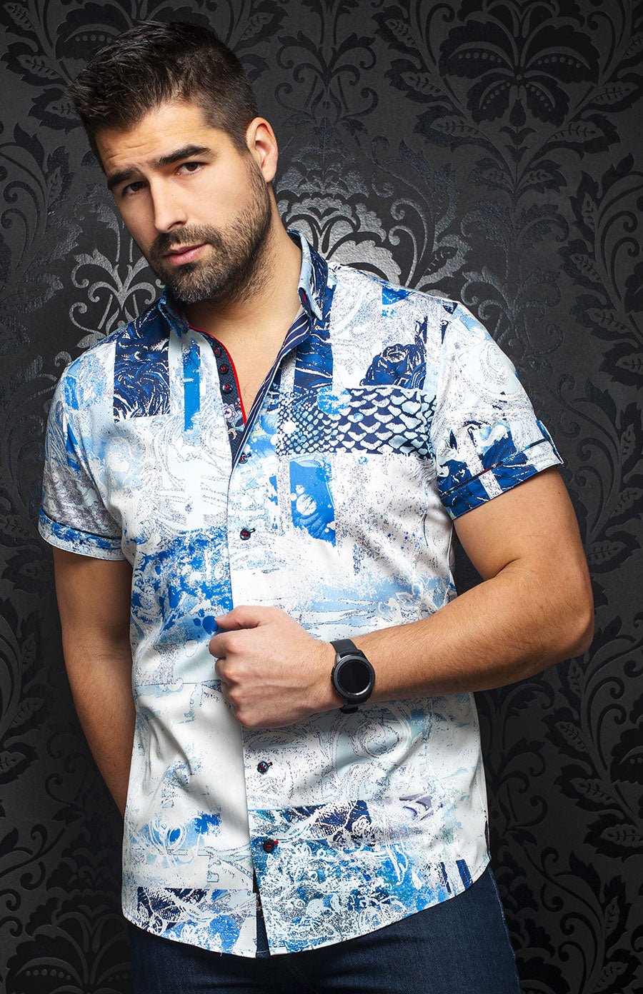 Chemise manches courtes | GABIN, Light blue - AU NOIR