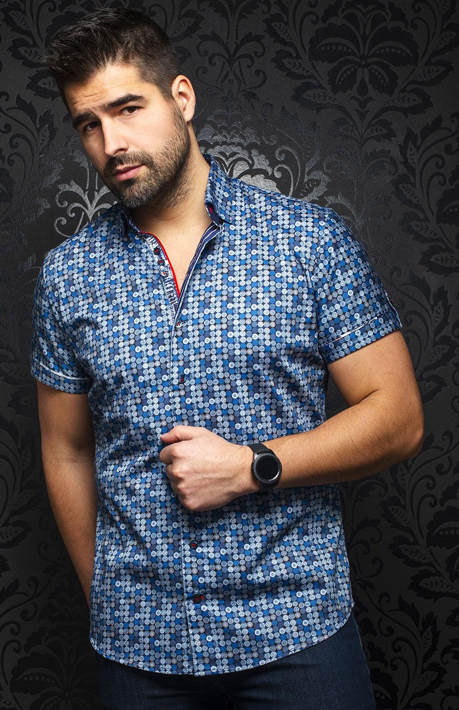 Chemise manches courtes | GAMBIER, Indigo - AU NOIR