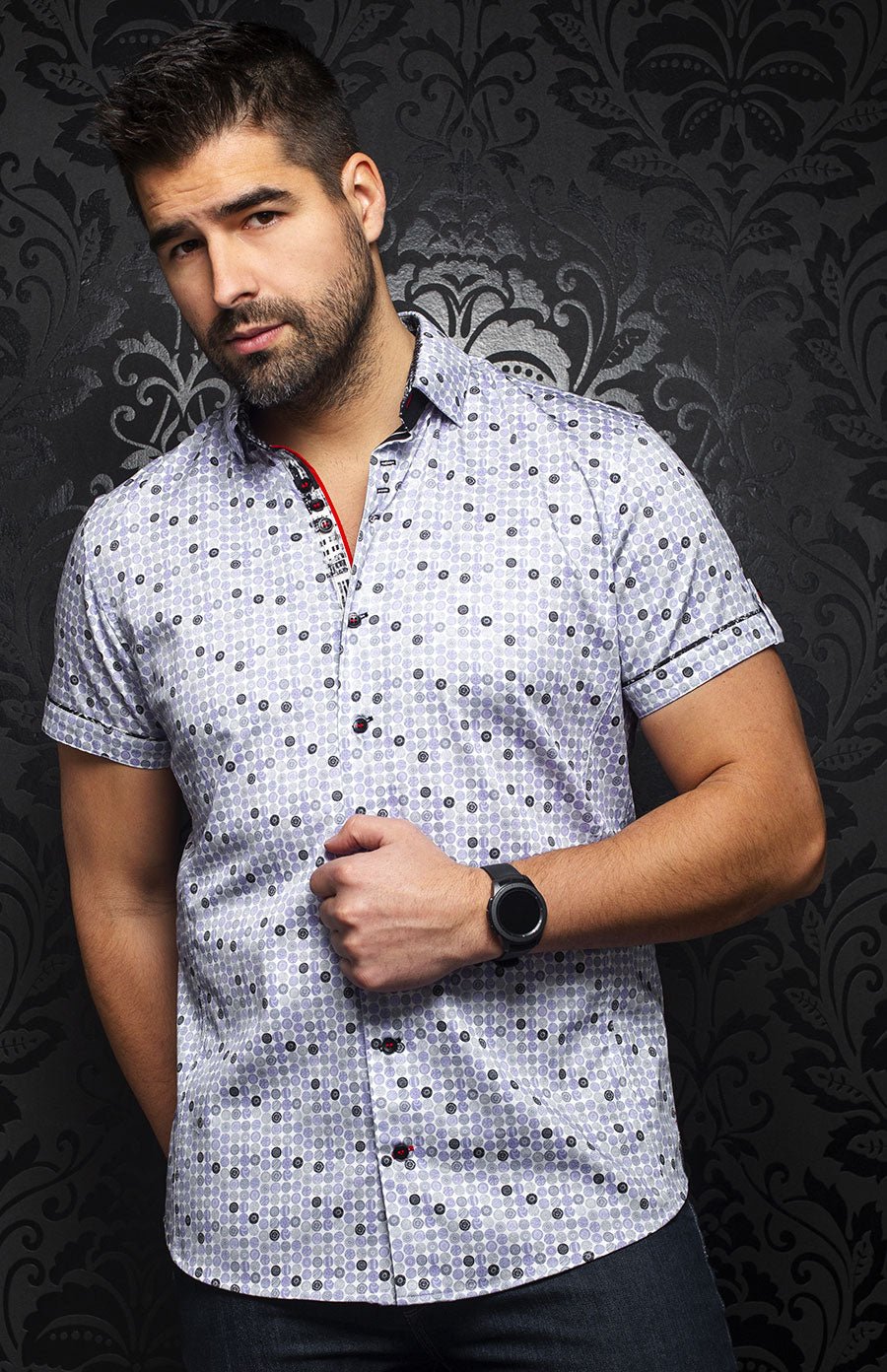 Chemise manches courtes | GAMBIER, Lavender - AU NOIR
