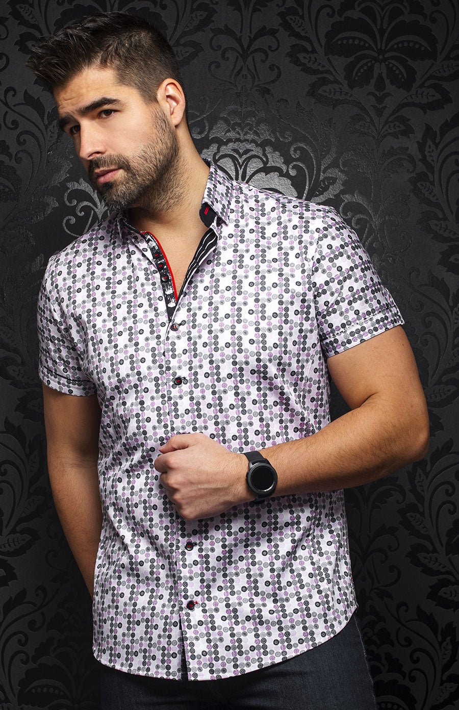 Chemise manches courtes | GAMBIER, Pink - AU NOIR
