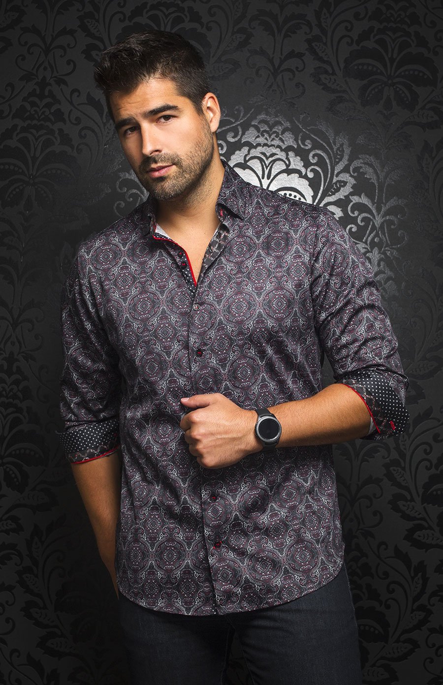 Chemise | MYSTIQUE, Black / Red - AU NOIR