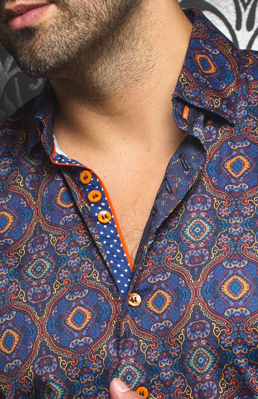 Chemise | MYSTIQUE, Navy / Orange - AU NOIR