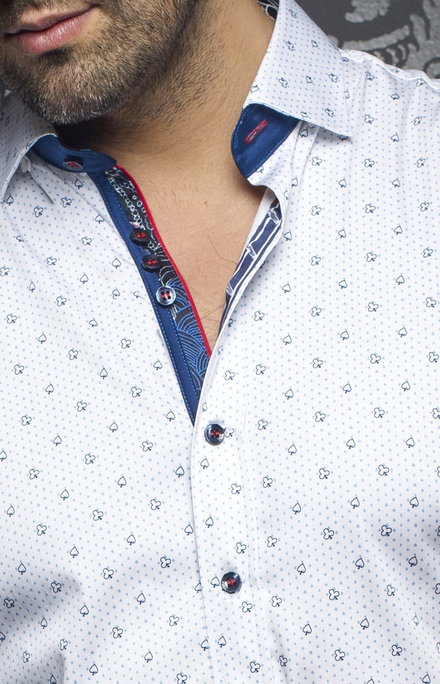 Chemise | NEGREANU, White / blue - AU NOIR