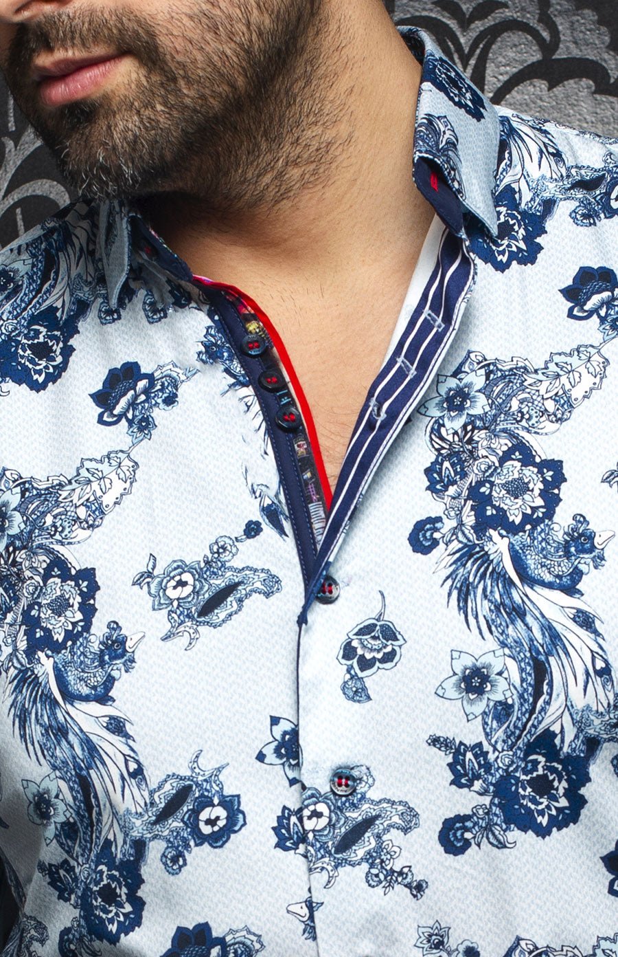 Chemise | RIVERA, White / Blue - AU NOIR