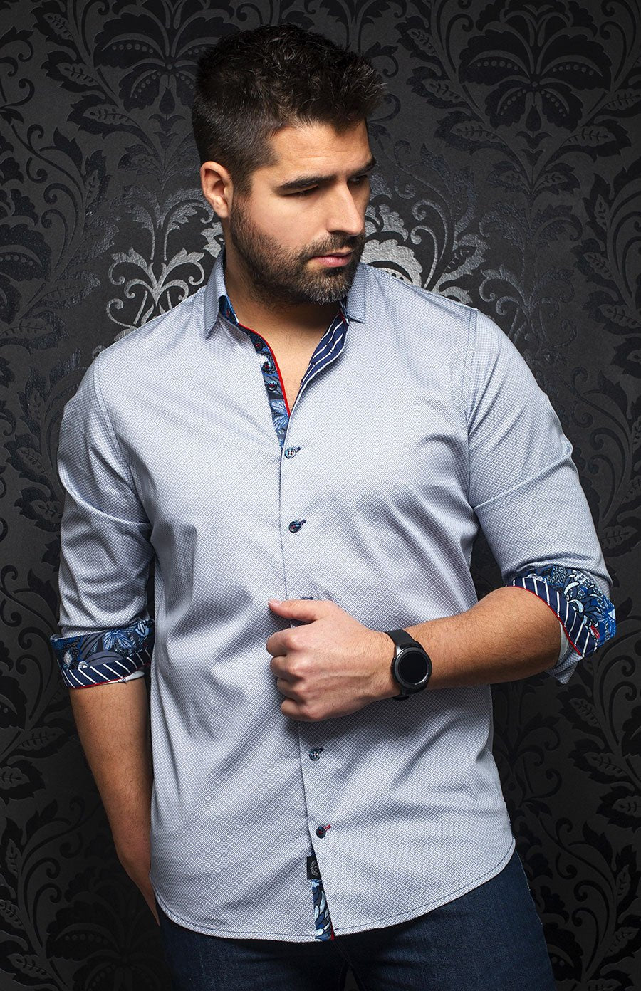 Chemise | STAR, White / Navy - AU NOIR