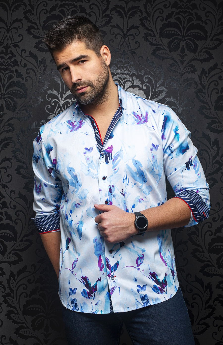 Chemise | TOLEMAN, Light blue / Purple - AU NOIR