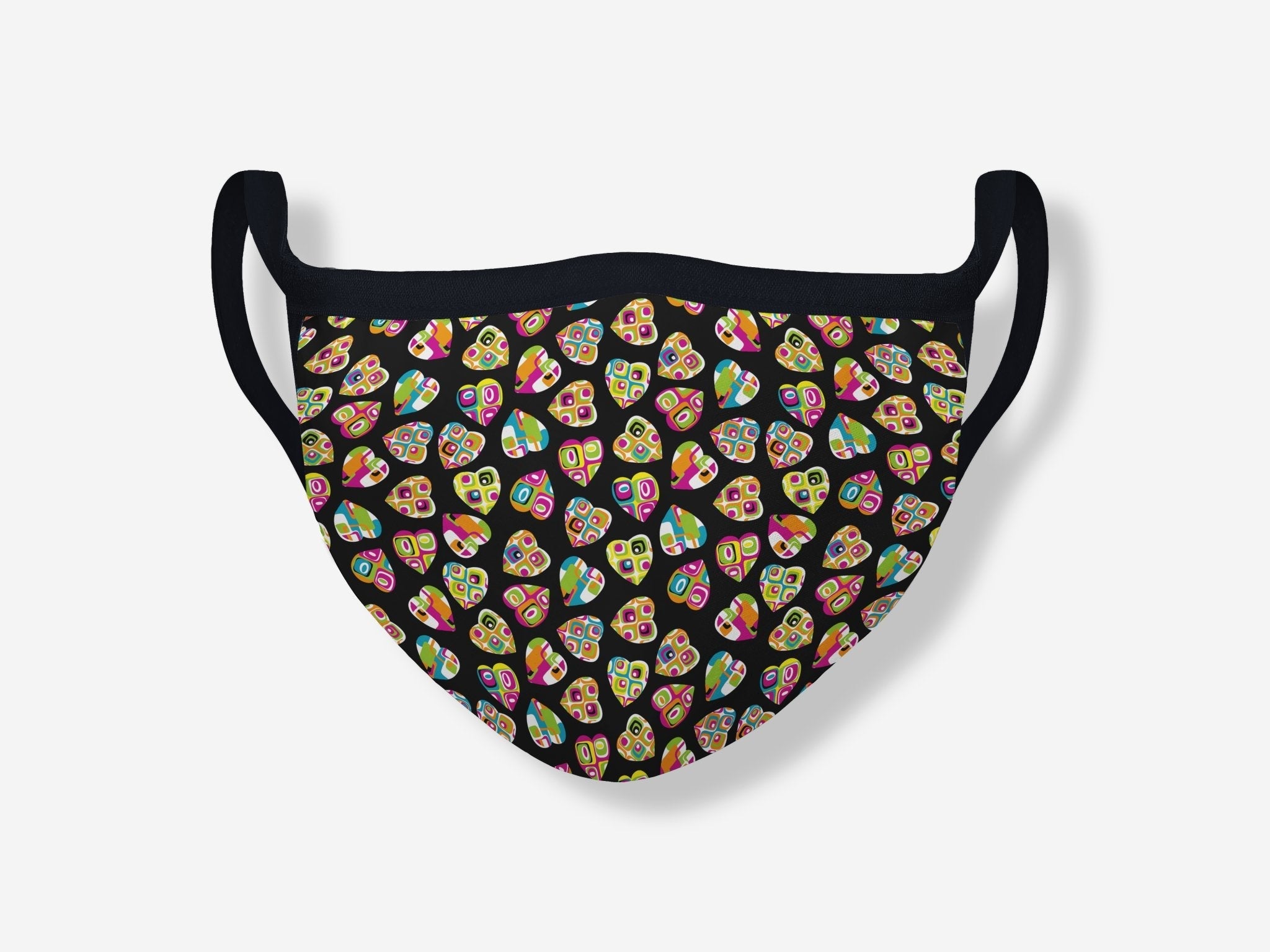 Masque ECO geo hearts multi - AU NOIR