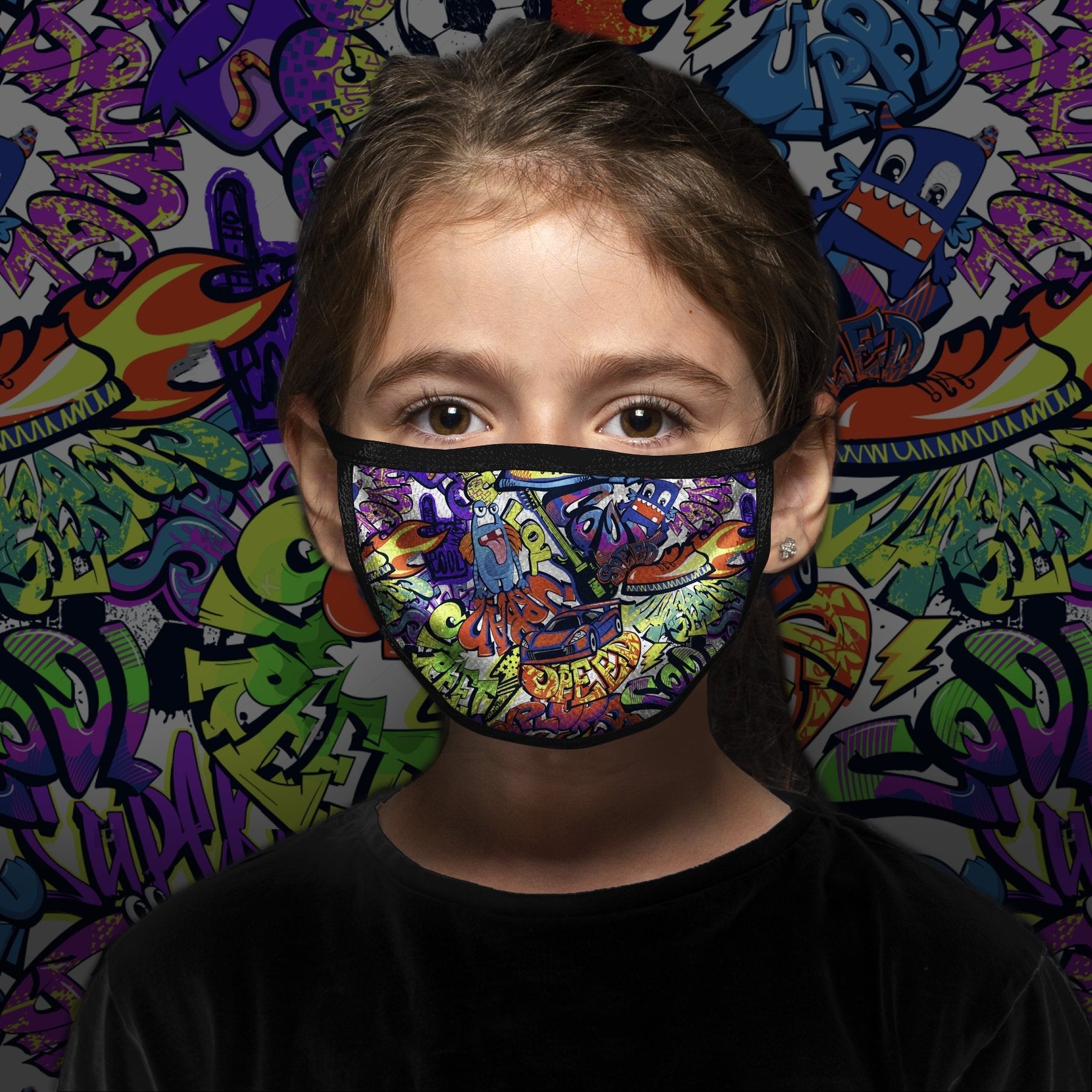 Masque ECO urban graffiti multi - AU NOIR