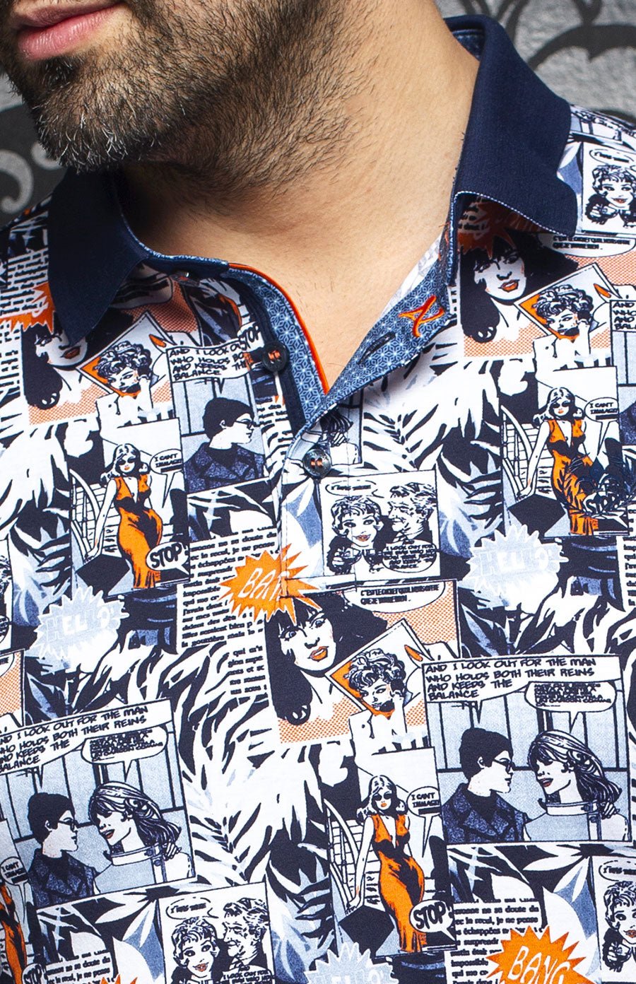 Polo | BARSOTTI, Navy / Orange - AU NOIR