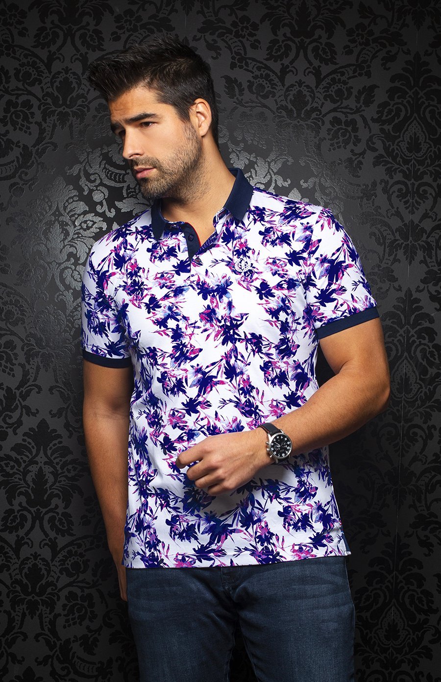 Polo - BERMUDA, White / Fuchsia - AU NOIR