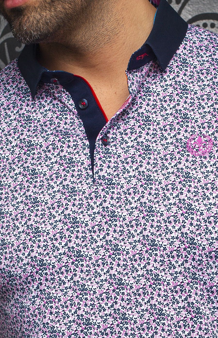 Polo | JALISCO, Navy / Fuschia - AU NOIR