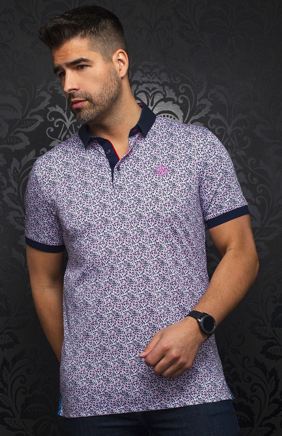 Polo | JALISCO, Navy / Fuschia - AU NOIR