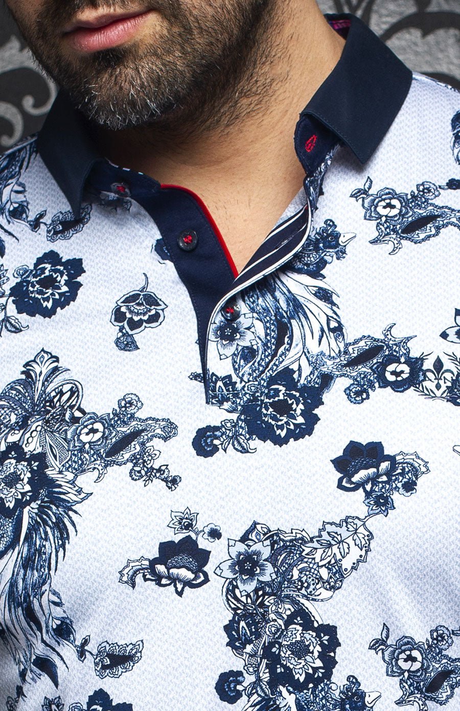 Polo | MACKAY, White / Blue - AU NOIR