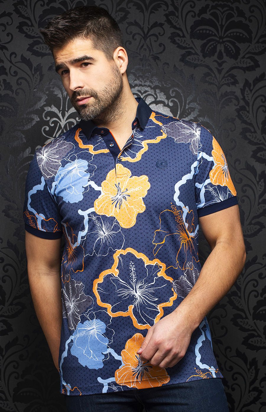 Polo | MOLOKAI, Navy / Orange - AU NOIR