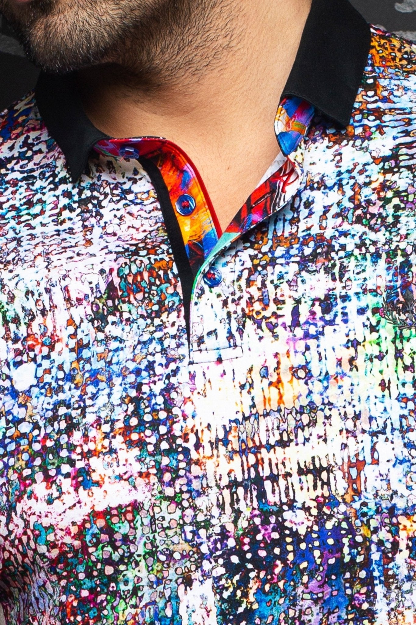 Short-Sleeve Polo | Dennis White Multi - AUNOIR