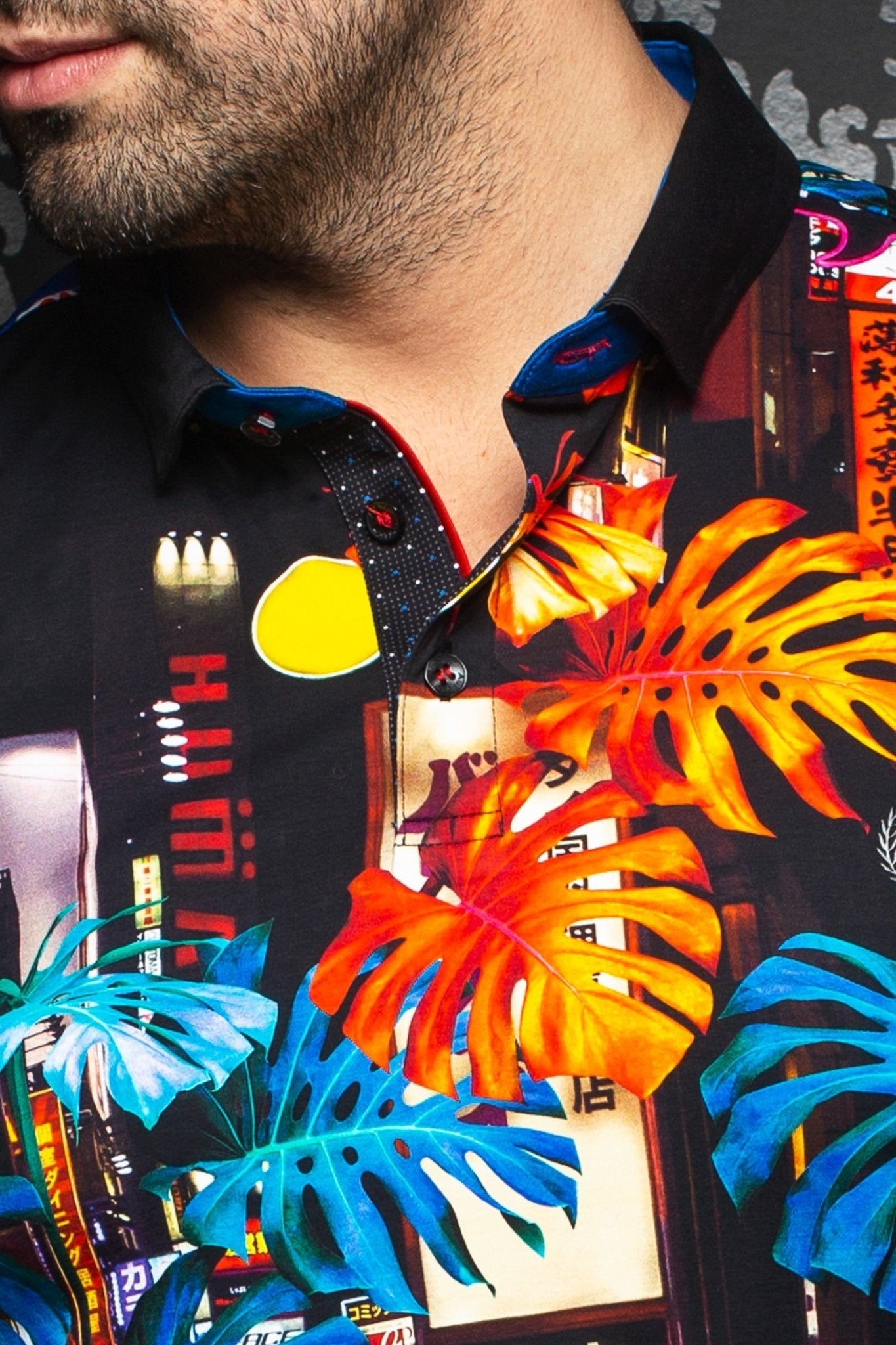 Short-Sleeve Polo | Newton Black Multi - AUNOIR