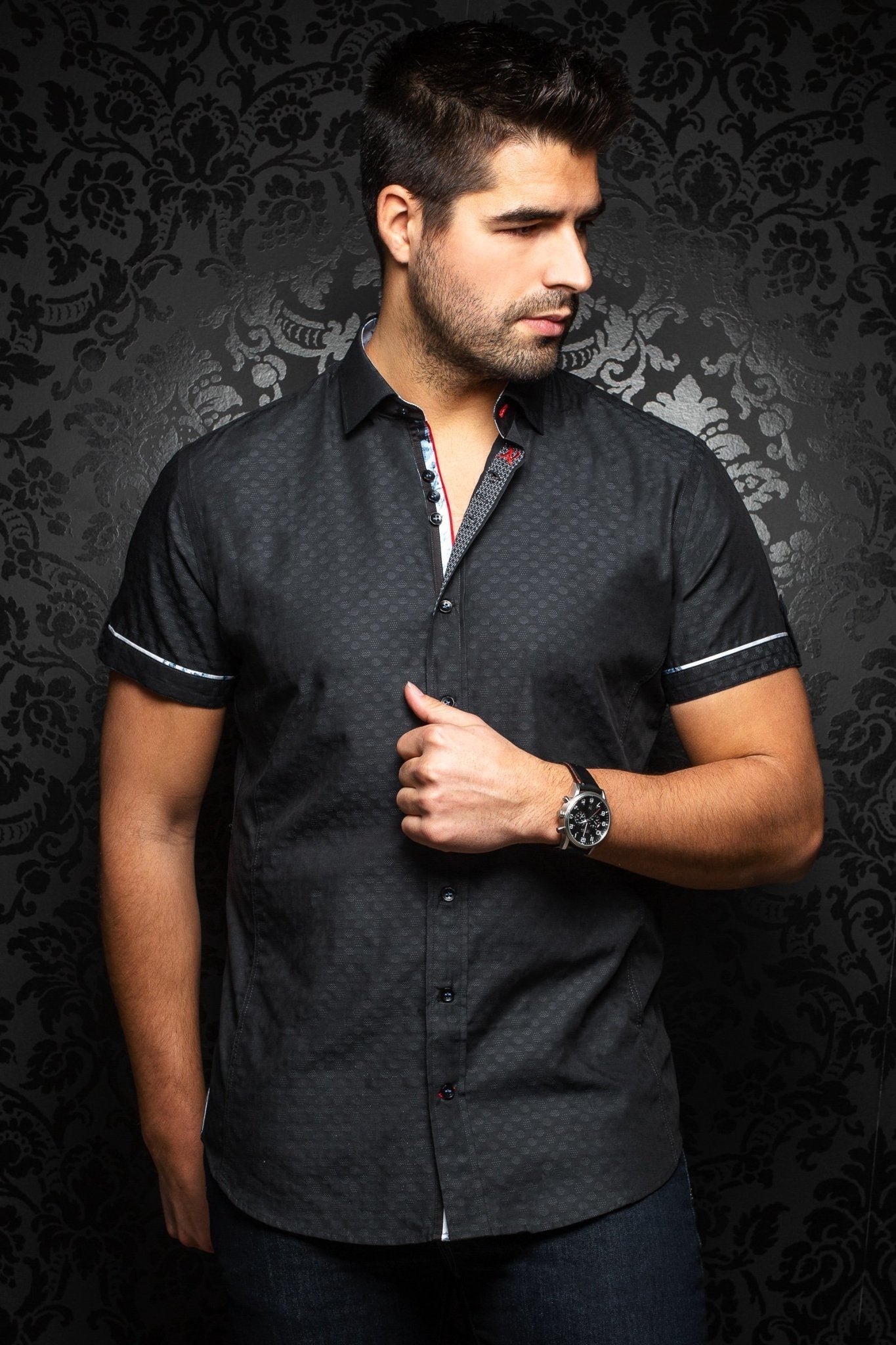 Short-Sleeve Shirt | Filo Black - AUNOIR