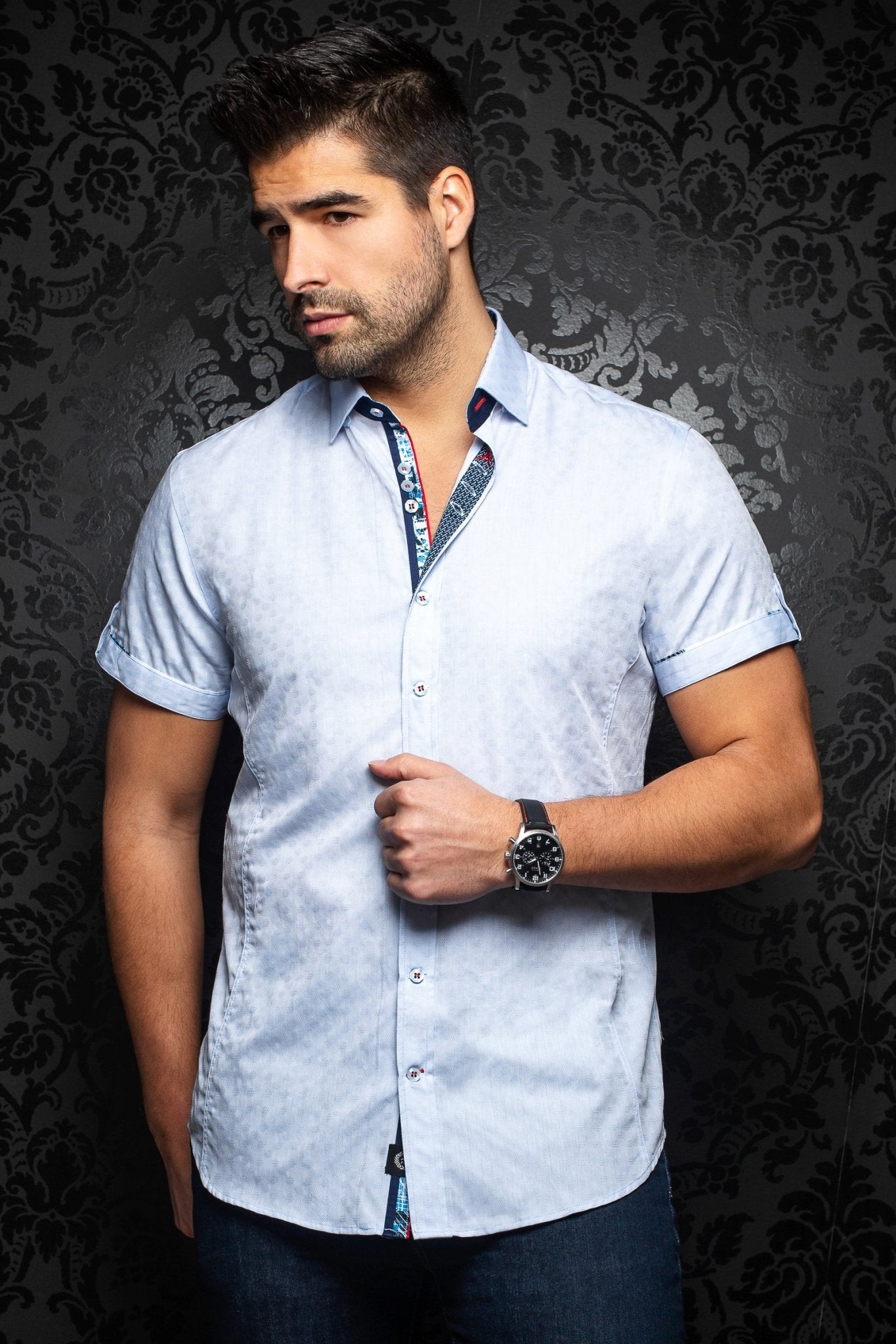 Short-Sleeve Shirt | Filo Light Blue - AUNOIR