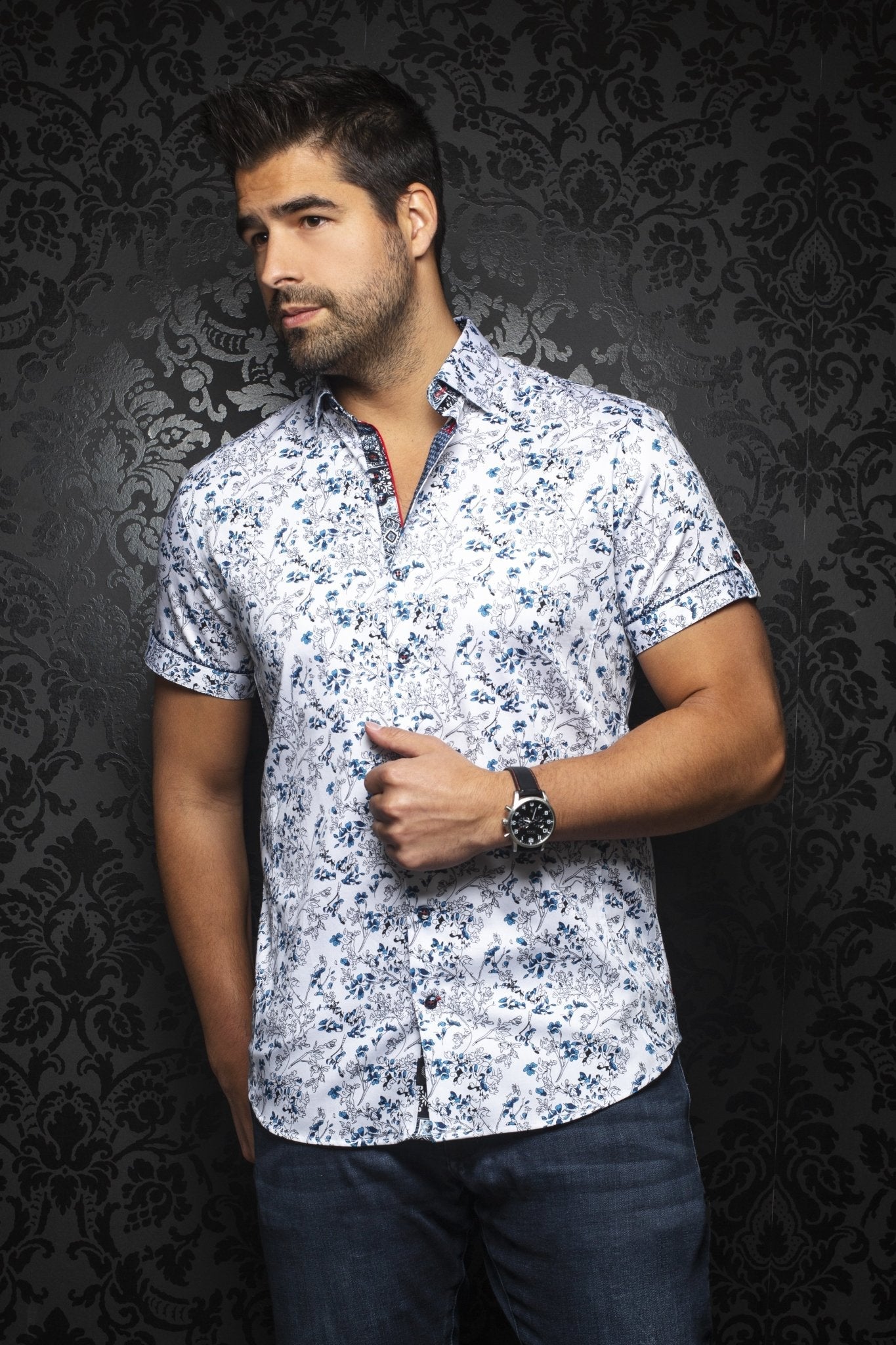 Short-Sleeve Shirt | Lucas blue - AUNOIR