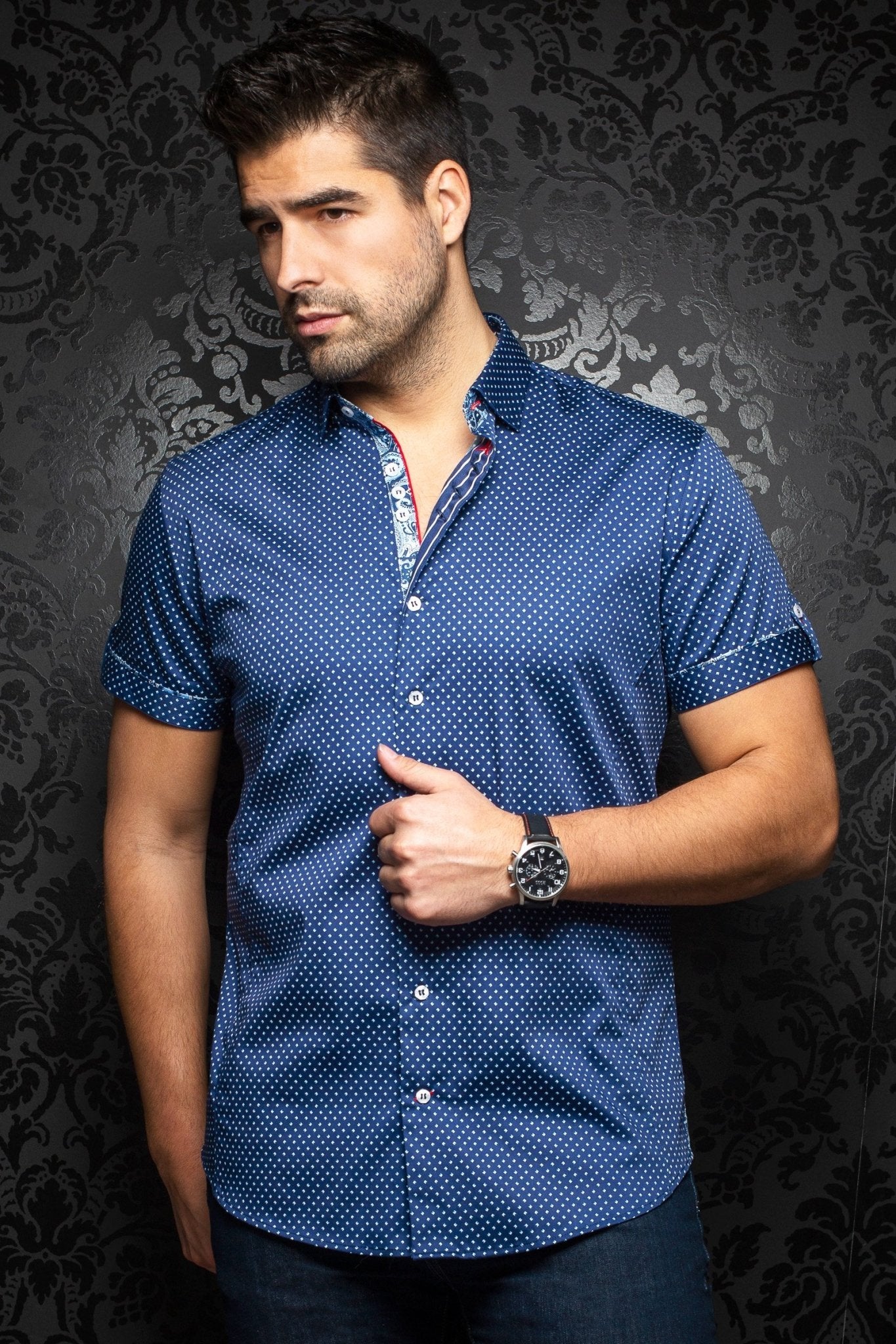 Short-Sleeve Shirt | Wexler Navy - AUNOIR