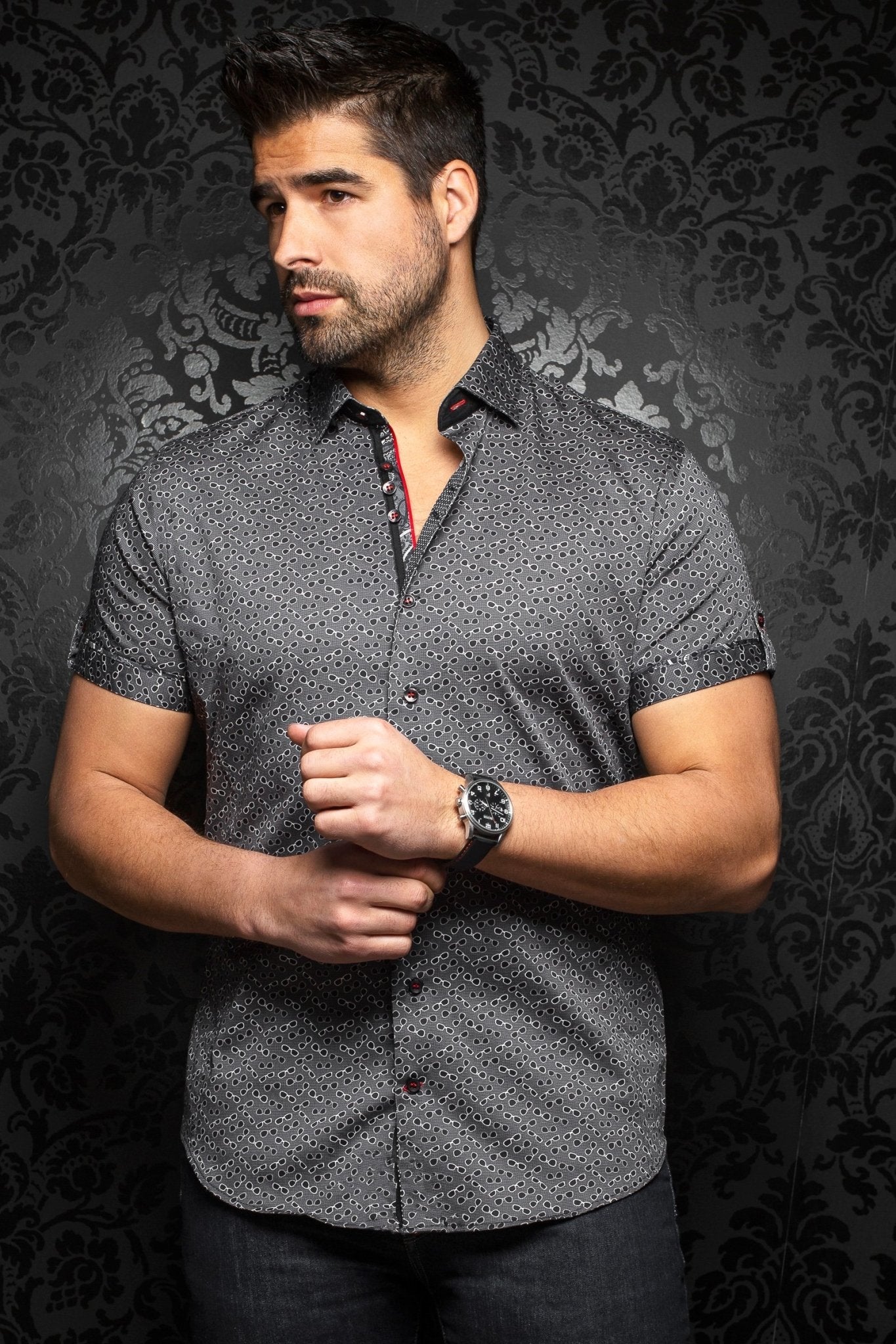 Short-Sleeve Shirt | Whisky Black - AUNOIR