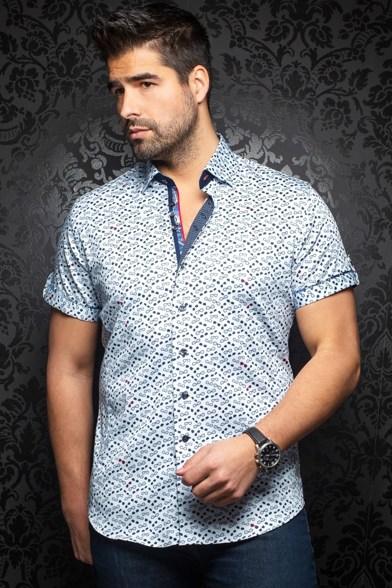 Short-Sleeve Shirt | Whisky Light Blue - AUNOIR