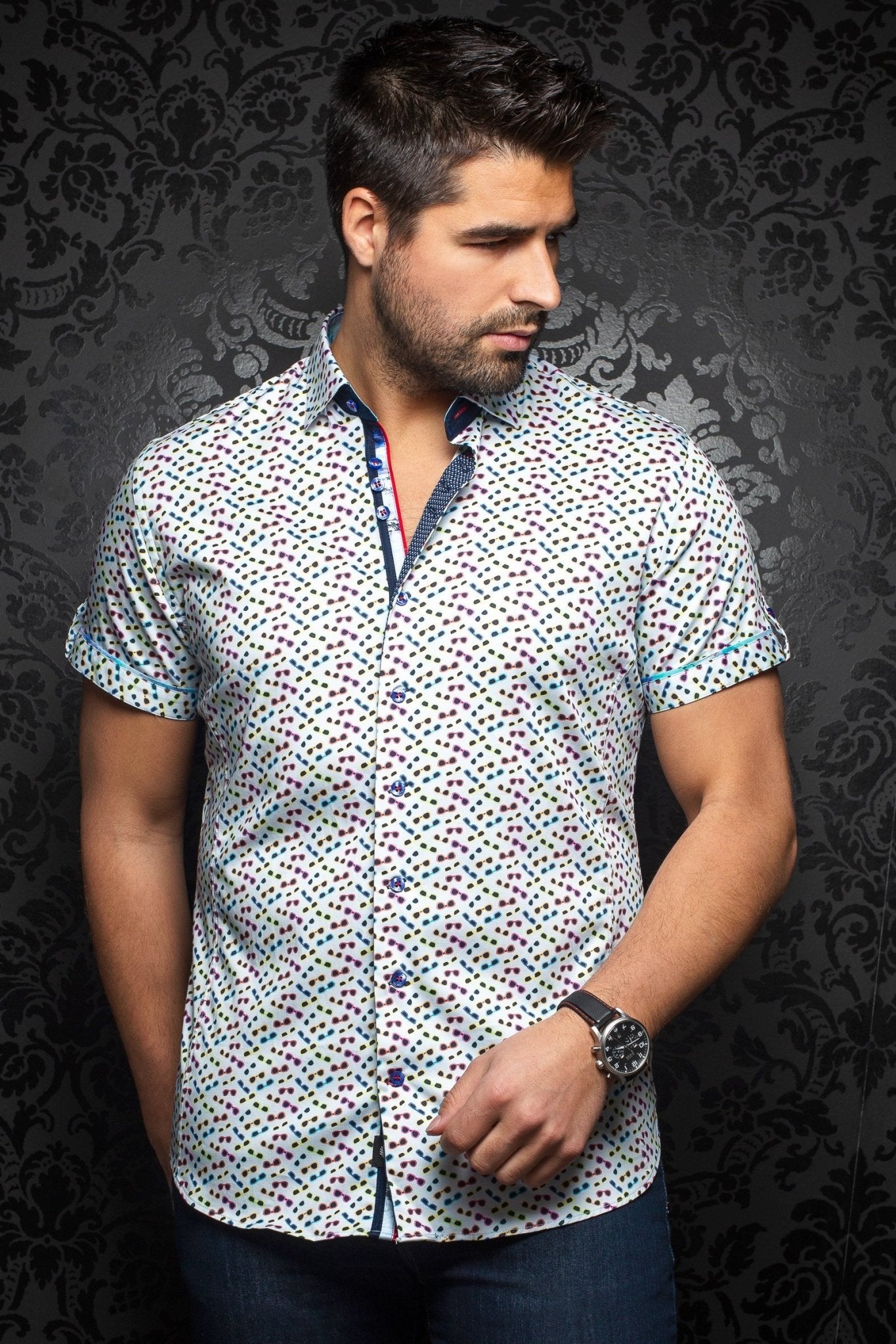 Short-Sleeve Shirt | Whisky Multi - AUNOIR