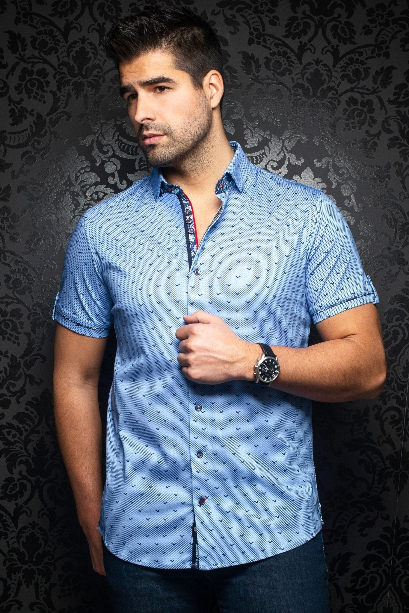 Stretch Short Sleeve Shirt | Naxos Light Bue - AUNOIR