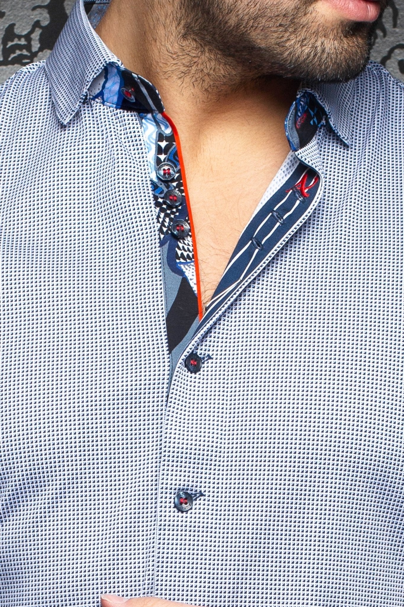 Stretch Short Sleeve Shirt | Valdes White Blue - AUNOIR