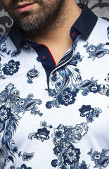 Polo | MACKAY, White / Blue - AU NOIR