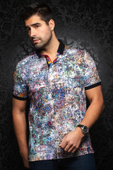 Short-Sleeve Polo | Dennis White Multi - AUNOIR