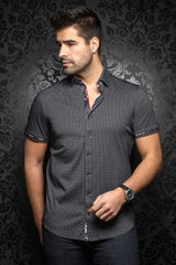 Stretch Short Sleeve Shirt | Valdes Black - AUNOIR