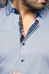 Stretch Short Sleeve Shirt | Valdes White Blue - AUNOIR